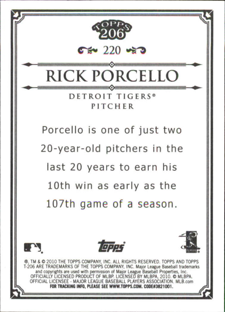 2010 Topps 206 Bronze #220 Rick Porcello back image