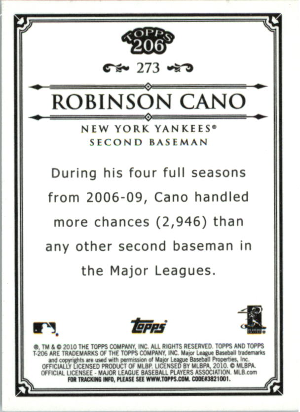 2010 Topps 206 Bronze #273 Robinson Cano back image
