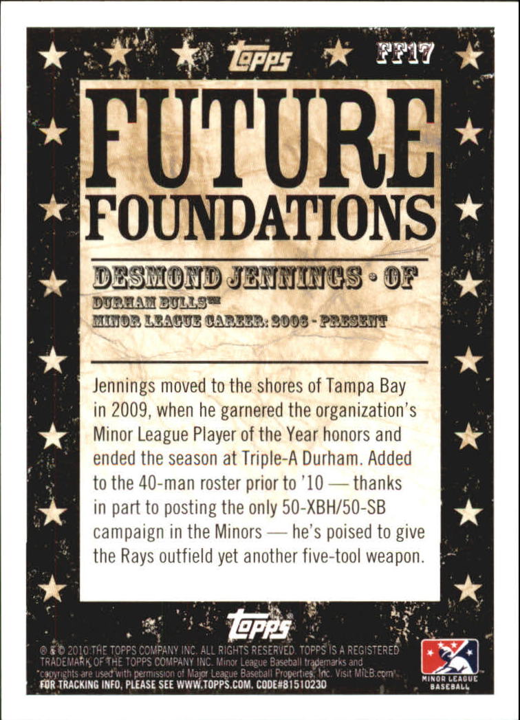 2010 Topps Pro Debut Future Foundations #FF17 Desmond Jennings back image
