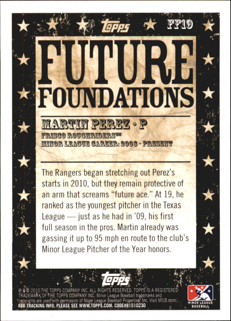 2010 Topps Pro Debut Future Foundations #FF19 Martin Perez back image