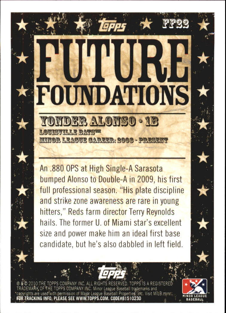 2010 Topps Pro Debut Future Foundations #FF22 Yonder Alonso back image