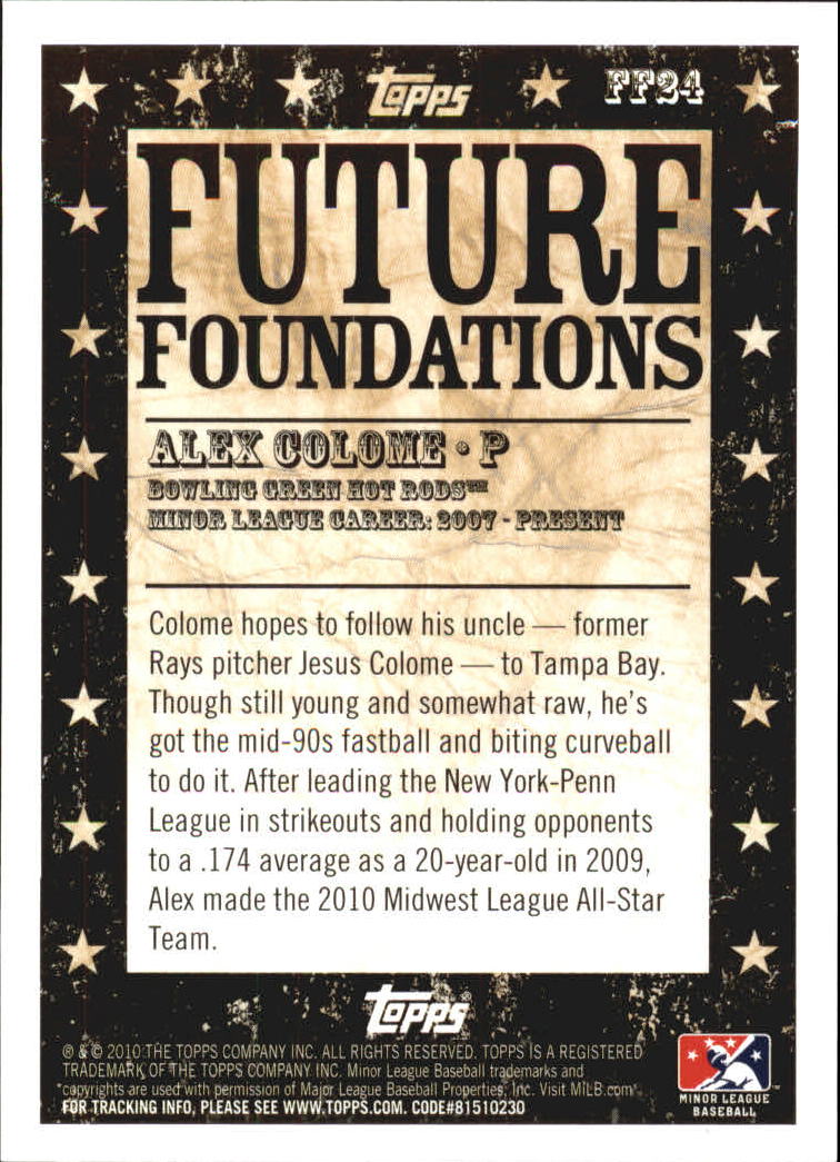 2010 Topps Pro Debut Future Foundations #FF24 Alex Colome back image