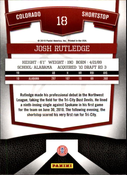 2010 Donruss Elite Extra Edition #18 Josh Rutledge back image
