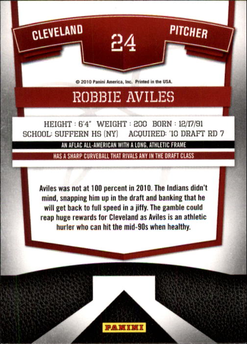 2010 Donruss Elite Extra Edition #24 Robbie Aviles back image