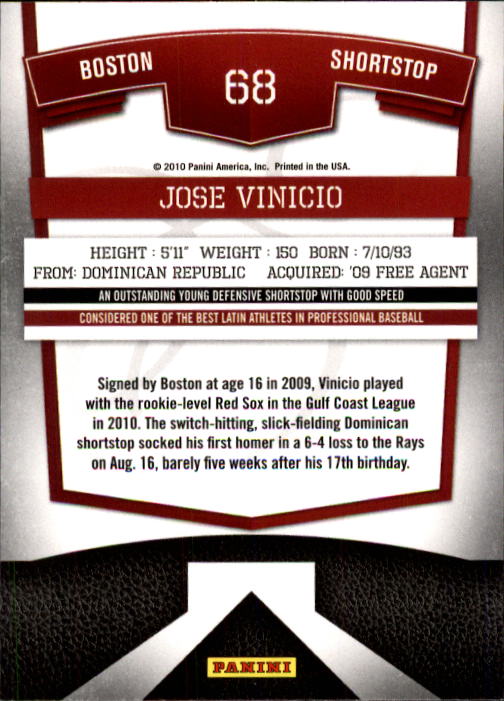 2010 Donruss Elite Extra Edition #68 Jose Vinicio back image