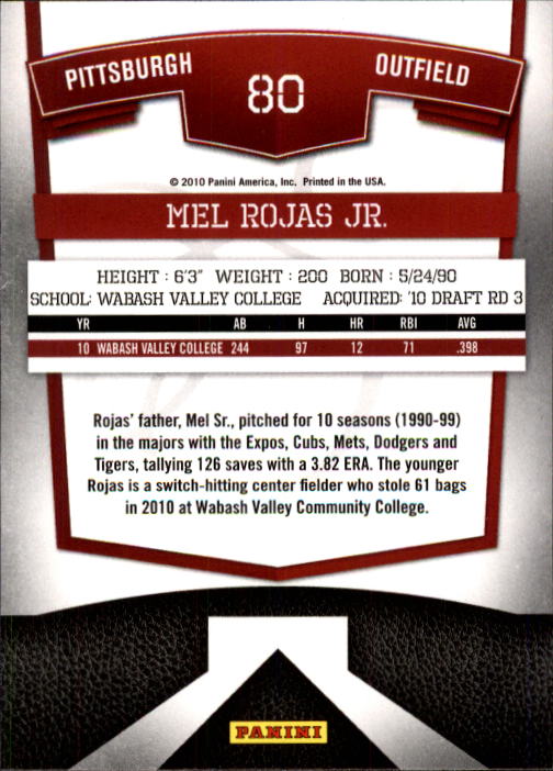 2010 Donruss Elite Extra Edition #80 Mel Rojas Jr. back image