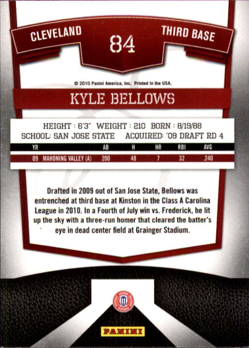 2010 Donruss Elite Extra Edition #84 Kyle Bellows back image