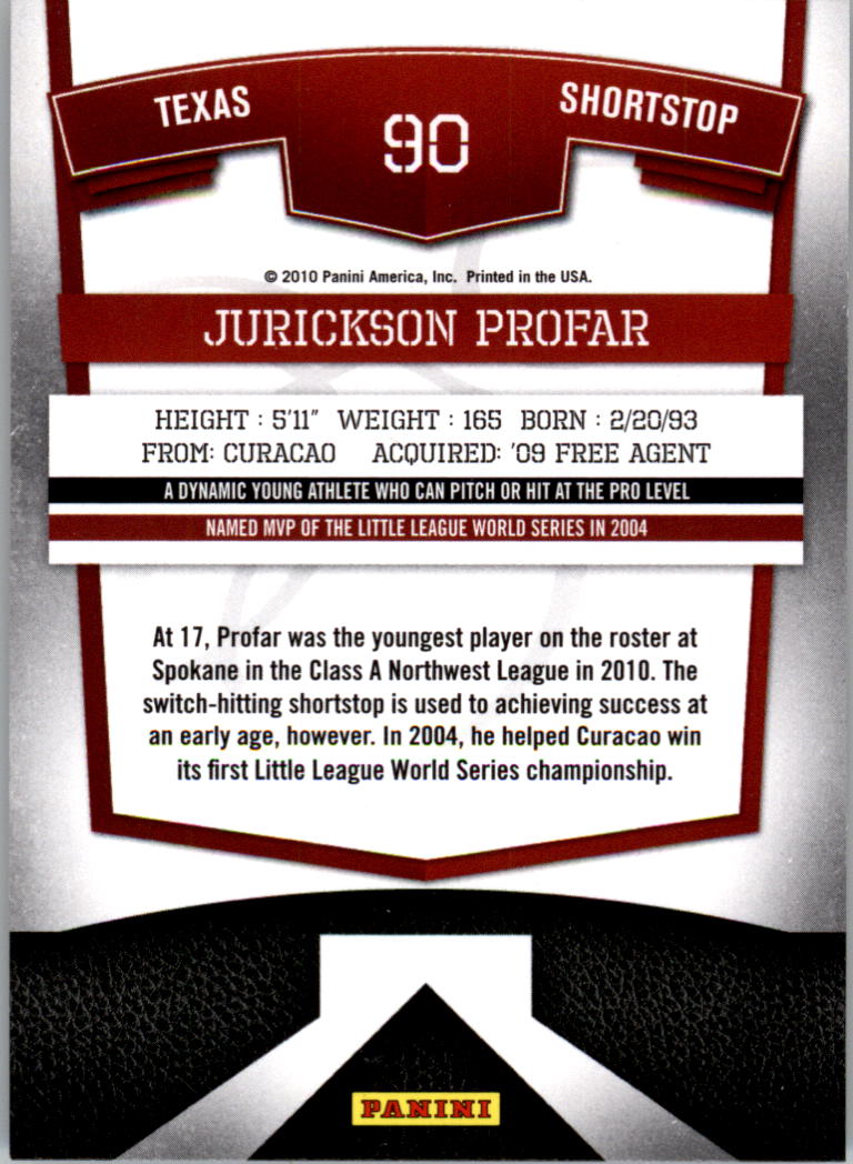 2010 Donruss Elite Extra Edition #90 Jurickson Profar back image
