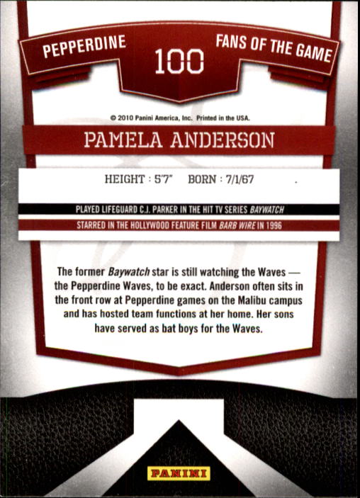 2010 Donruss Elite Extra Edition #100 Pamela Anderson back image