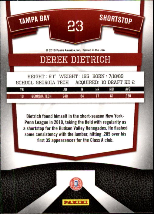 2010 Donruss Elite Extra Edition Aspirations #23 Derek Dietrich back image