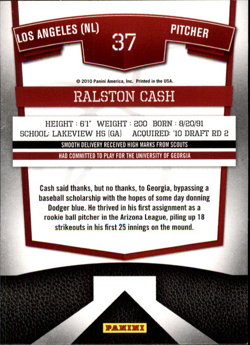 2010 Donruss Elite Extra Edition Aspirations #37 Ralston Cash back image