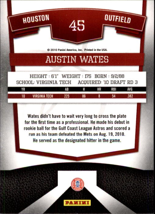 2010 Donruss Elite Extra Edition Aspirations #45 Austin Wates back image