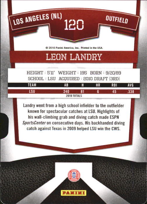 2010 Donruss Elite Extra Edition Aspirations #120 Leon Landry back image