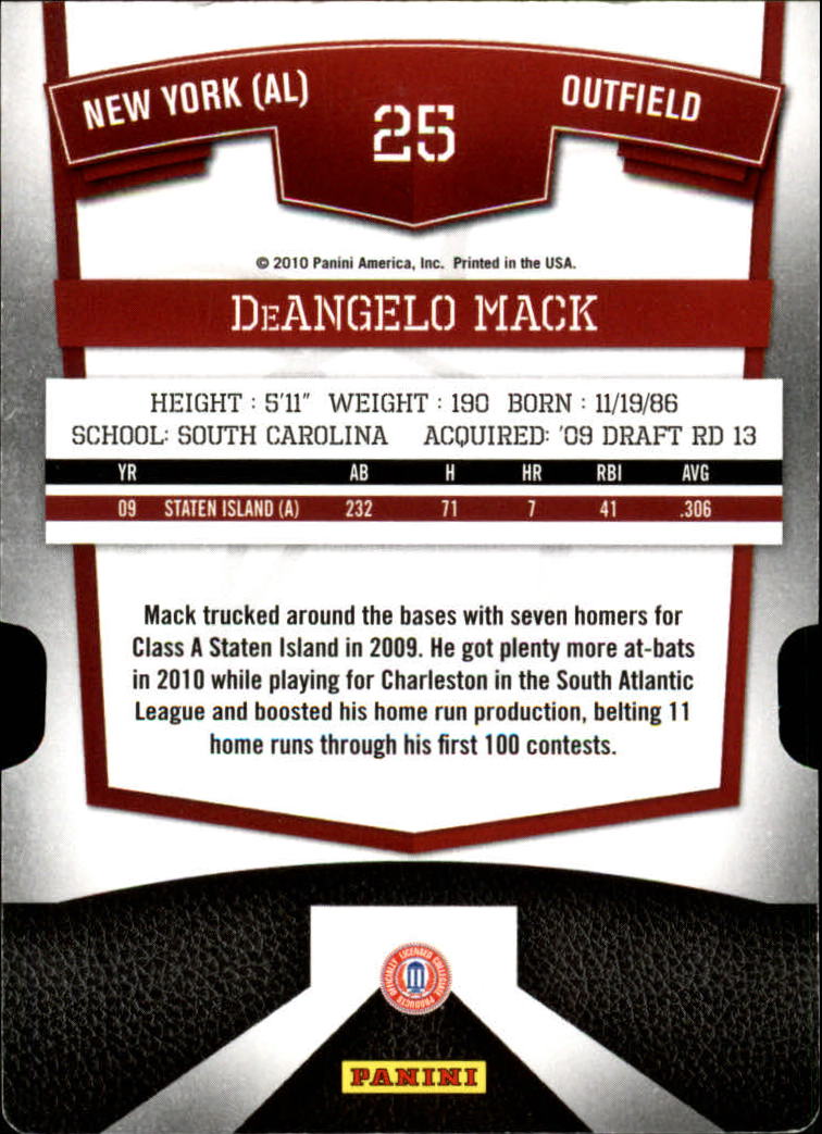 2010 Donruss Elite Extra Edition Status #25 DeAngelo Mack back image