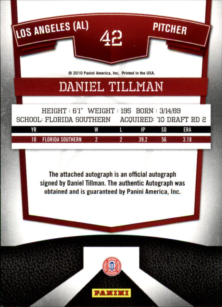 2010 Donruss Elite Extra Edition Franchise Futures Signatures #42 Daniel Tillman/816 back image