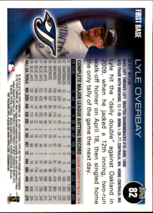 2010 Topps Chrome #82 Lyle Overbay back image