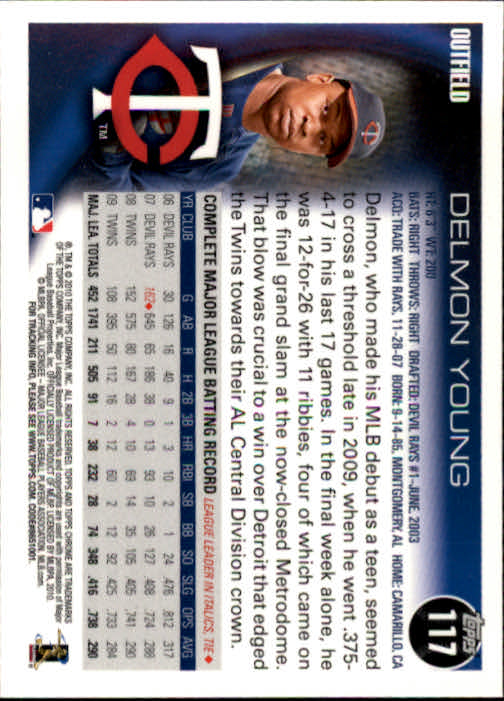 2010 Topps Chrome #117 Delmon Young back image