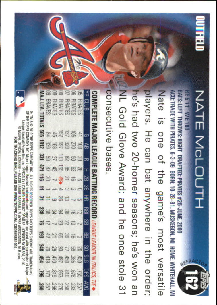2010 Topps Chrome Refractors #162 Nate McLouth back image