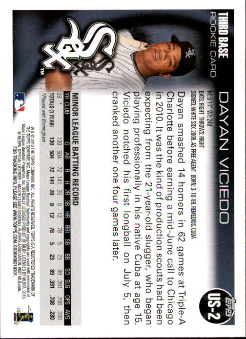 2010 Topps Update #US2 Dayan Viciedo RC back image