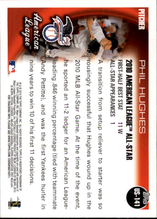 2010 Topps Update #US141 Phil Hughes back image