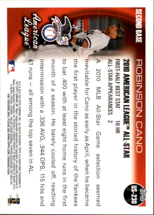 2010 Topps Update #US230 Robinson Cano back image