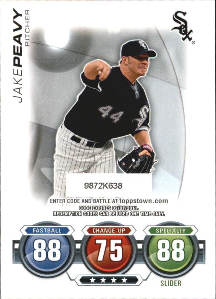 2010 Topps Update Attax Code Cards #41 Jake Peavy back image