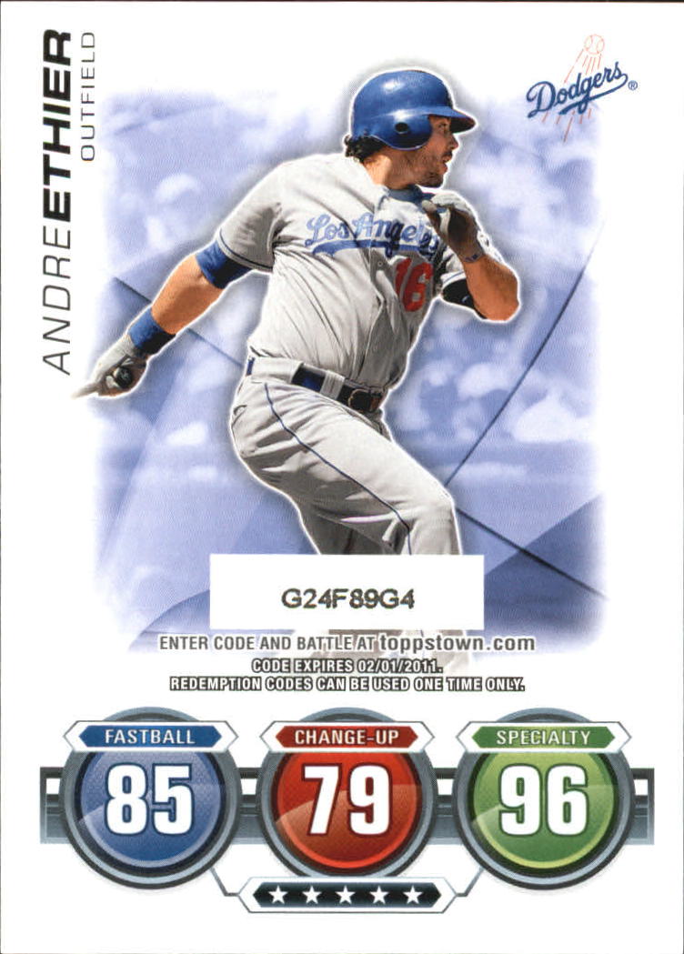 2010 Topps Update Attax Code Cards #53 Andre Ethier back image