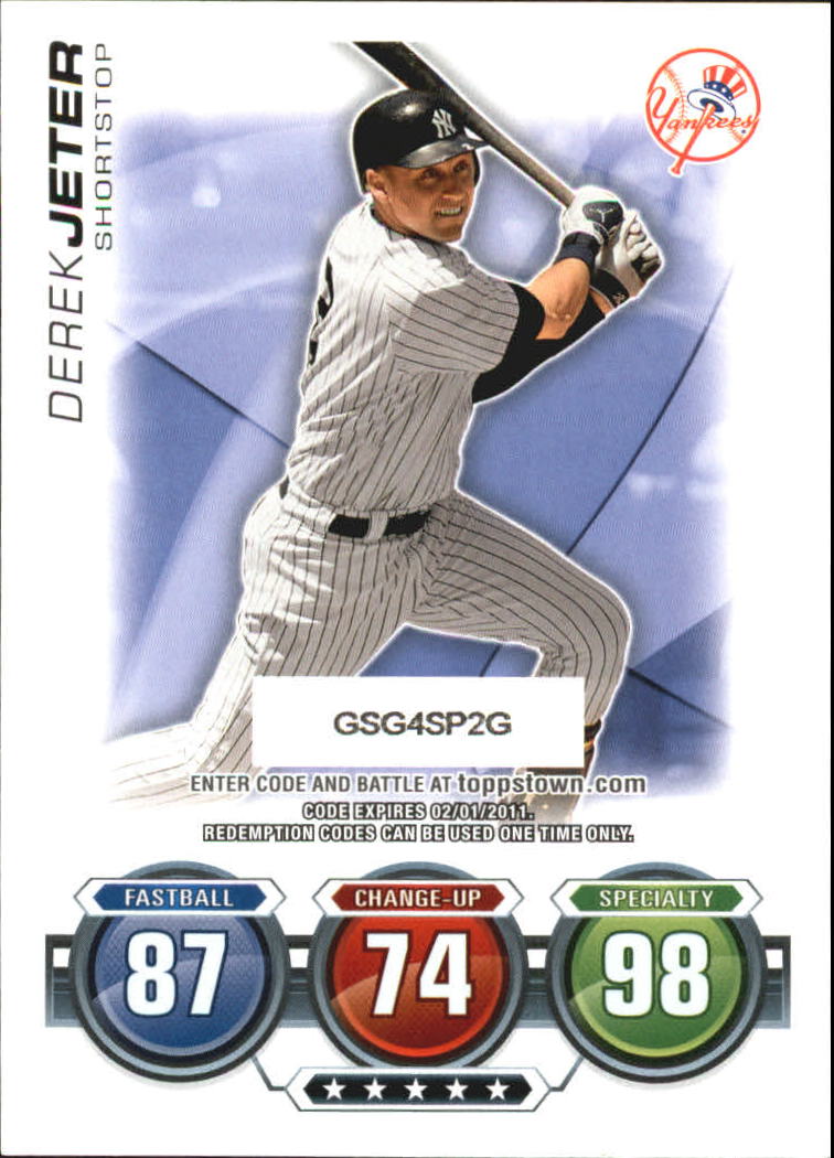 2010 Topps Update Attax Code Cards #61 Derek Jeter back image