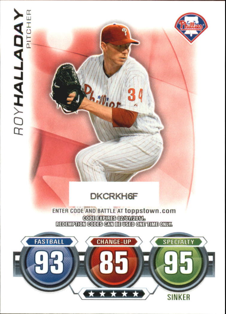 2010 Topps Update Attax Code Cards #63 Roy Halladay back image