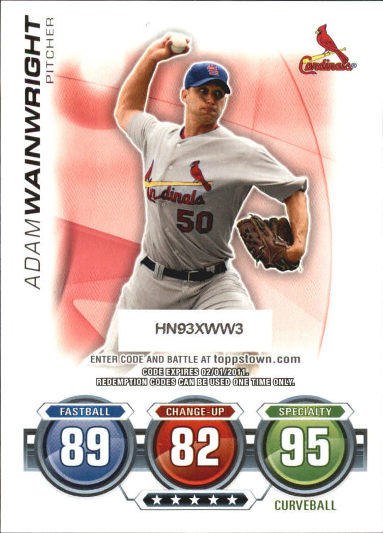2010 Topps Update Attax Code Cards #67 Adam Wainwright back image