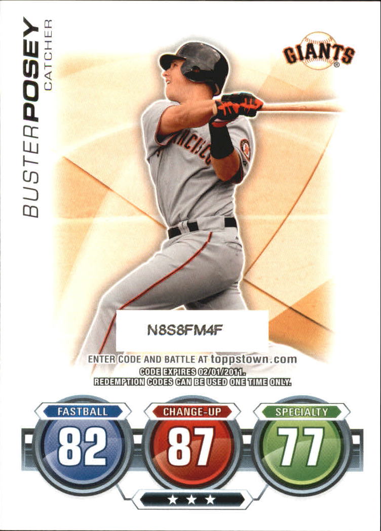 2010 Topps Update Attax Code Cards #69 Buster Posey back image