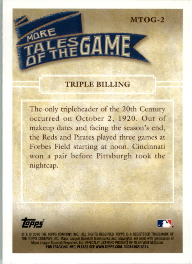 2010 Topps Update More Tales of the Game #2 Triple Billing back image