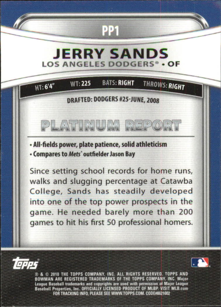 2010 Bowman Platinum Prospects #PP1 Jerry Sands back image