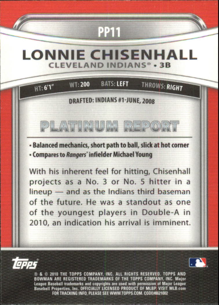 2010 Bowman Platinum Prospects #PP11 Lonnie Chisenhall back image