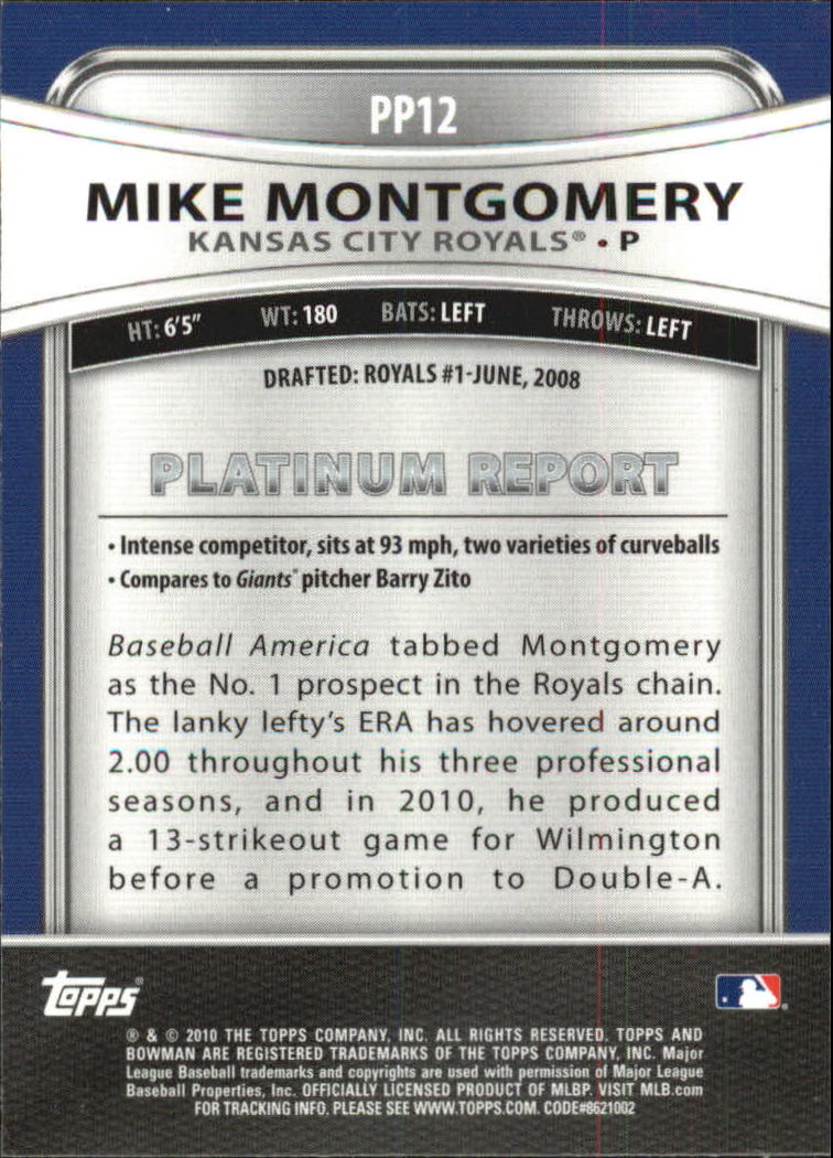 2010 Bowman Platinum Prospects #PP12 Mike Montgomery back image