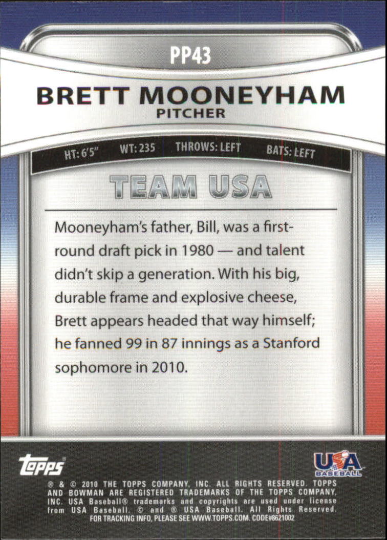 2010 Bowman Platinum Prospects #PP43 Brett Mooneyham back image