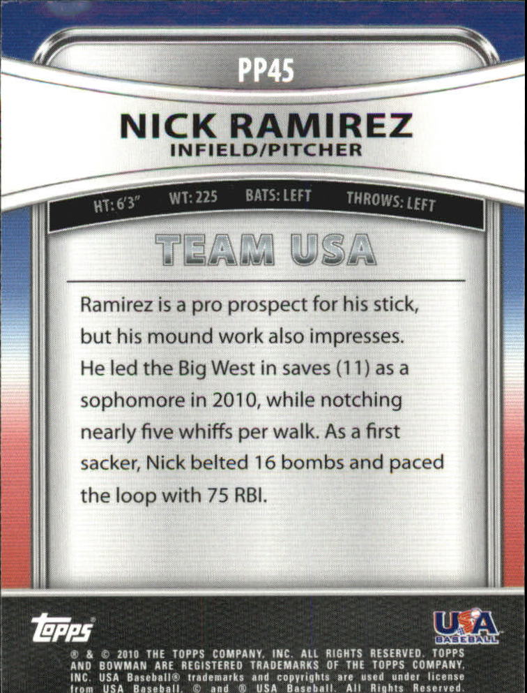 2010 Bowman Platinum Prospects #PP45 Nick Ramirez back image