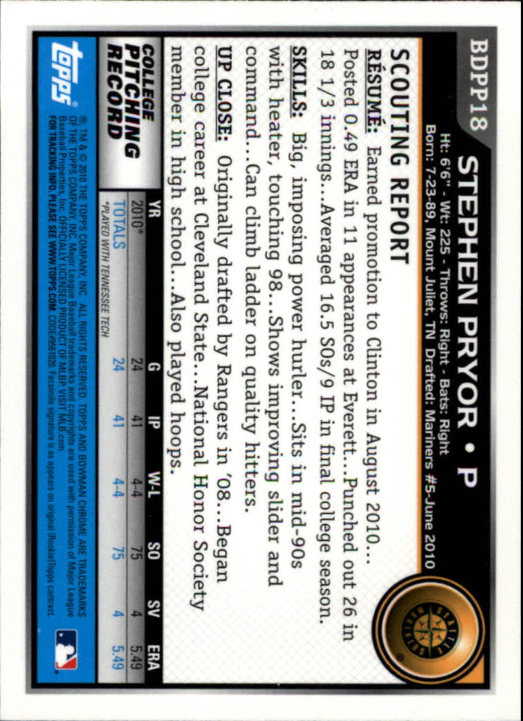 A7495- 2010 Bowman Chrome Draft Baseball Versch. Karten -du Pick- 15 + - Bild 238 von 418