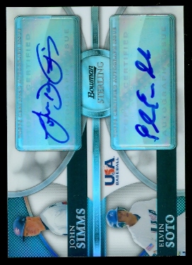 2010 Bowman Sterling USA Baseball Dual Autographs Refractors #BSDA10 John Simms/Elvin Soto