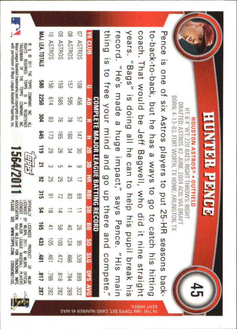 2011 Topps Gold #45 Hunter Pence back image