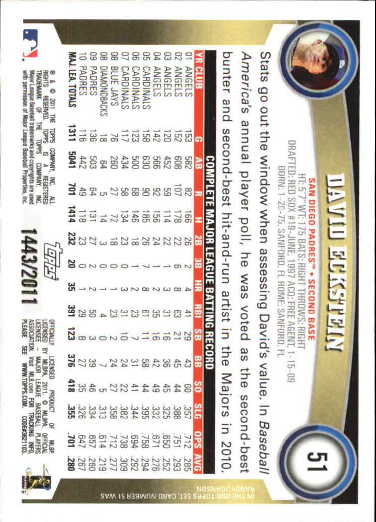 2011 Topps Gold #51 David Eckstein back image