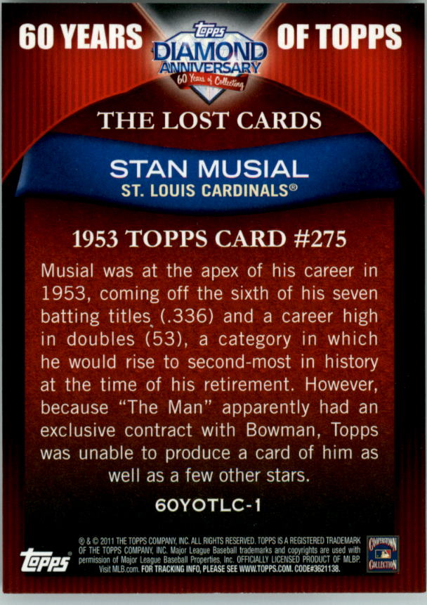 2011 Topps Lost Cards #LC1 Stan Musial 53T back image