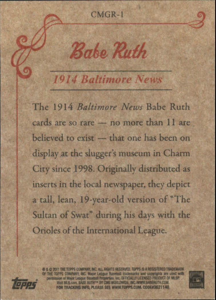 2011 Topps CMG Reprints #CMGR1 Babe Ruth back image