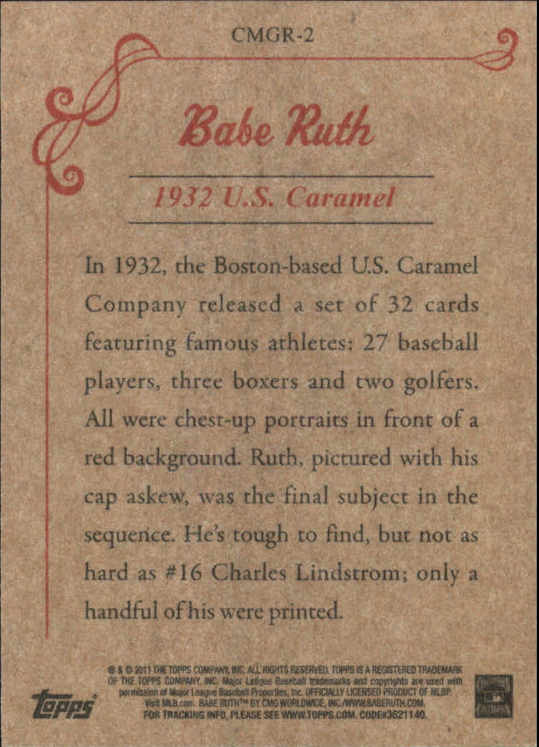 2011 Topps CMG Reprints #CMGR2 Babe Ruth back image