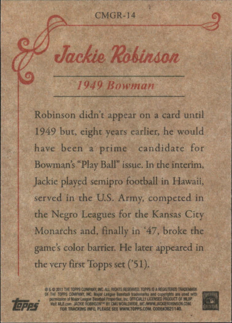 2011 Topps CMG Reprints #CMGR14 Jackie Robinson back image