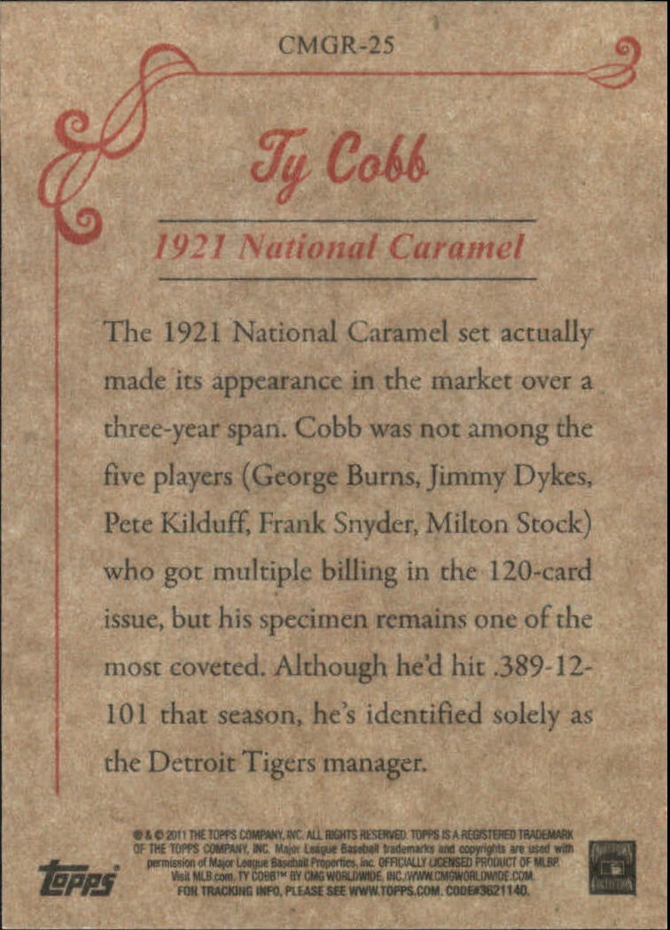 2011 Topps CMG Reprints #CMGR25 Ty Cobb back image