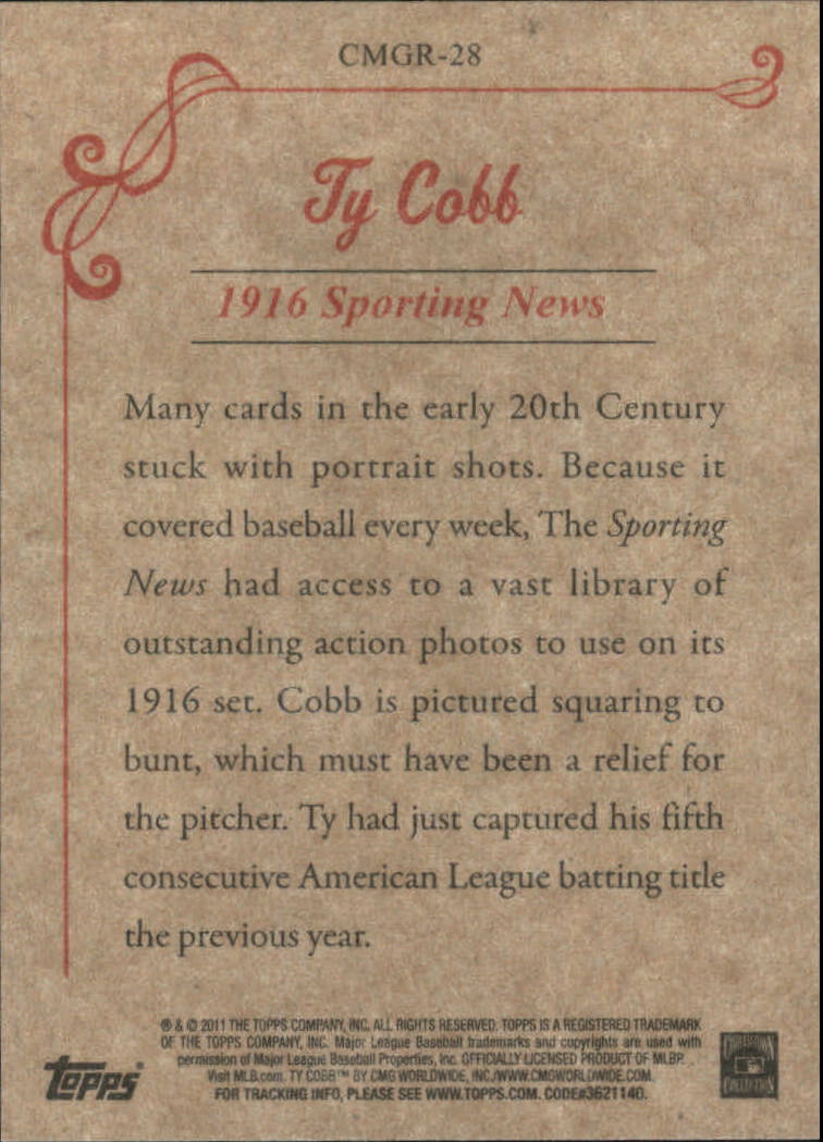 2011 Topps CMG Reprints #CMGR28 Ty Cobb back image