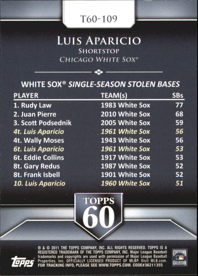 2011 Topps 60 #109 Luis Aparicio back image