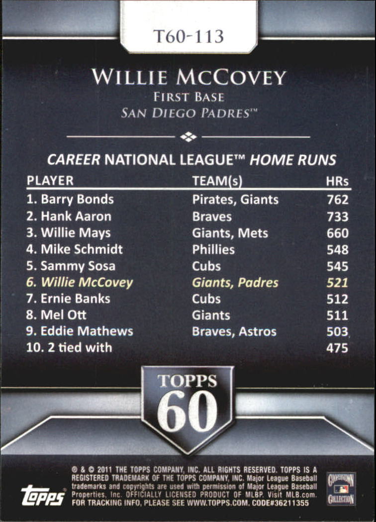 2011 Topps 60 #113 Willie McCovey