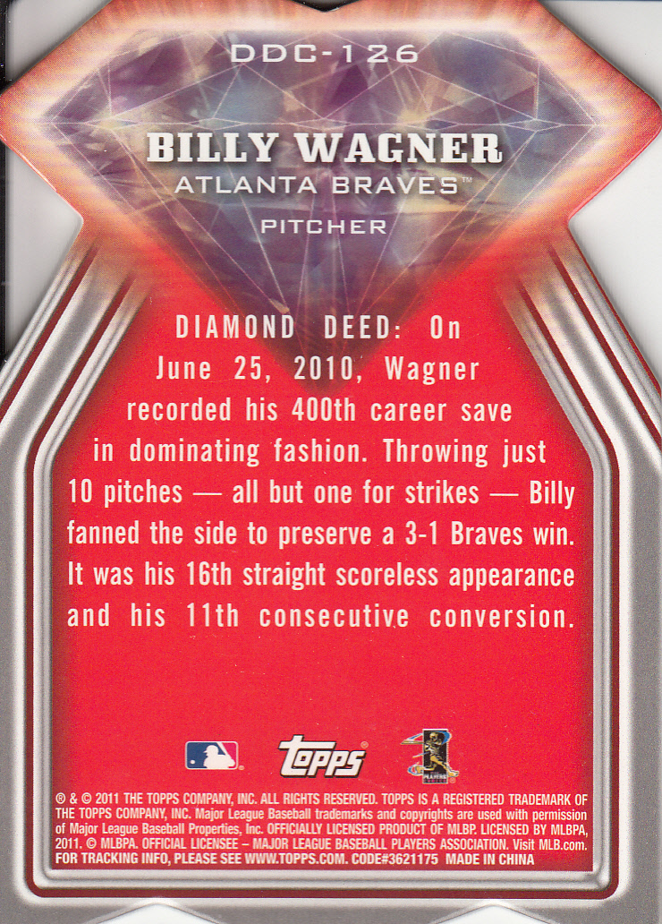 2011 Topps Diamond Die Cut #DDC126 Billy Wagner back image